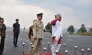 State Guard of Honour to Governor designate Shri PB Acharya by Arunachal Pradesh Police at Raj Bhavan Helipad, Itanagar on 28th January 2017.